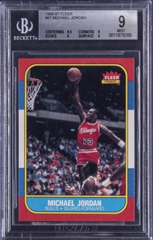 1986-87 Fleer #57 Michael Jordan Rookie Card – BGS MINT 9